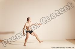 Underwear Gymnastic poses Man White Slim Bald Dancing Dynamic poses Academic